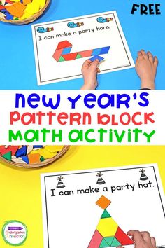 the new year's pattern block math activity for kids