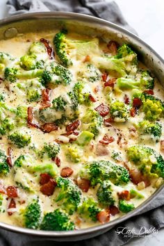 broccoli and bacon casserole in a pan