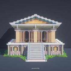 an image of a house that is made out of minecrafts and has stairs leading up to it