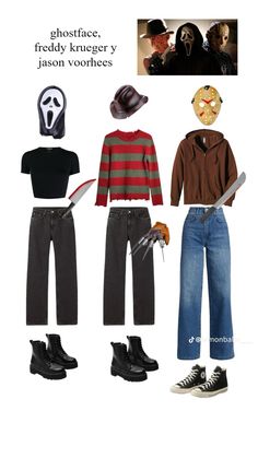 Cosplays To Do With Friends, Slasher Movie Costume, Scary Outfits Halloween, Horror Outfits Halloween, Horror Movie Inspired Outfits, Ghostface Fantasia, Horror Characters Costumes, Costume Halloween Duo