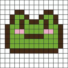 a cross stitch pattern with an image of a frog's head in green and brown