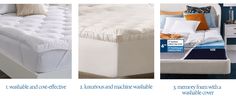 three different types of mattresses and pillows