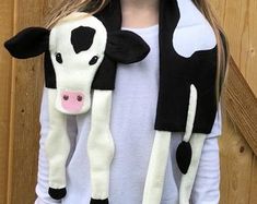 Cow Scarf, Fleece Sewing Projects, Scarf Sewing, Animal Scarf, Horse Scarf, Scarf Patterns