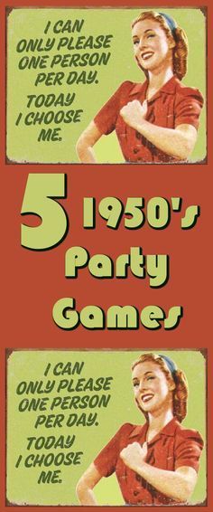 an advertisement for the 50th anniversary party game, featuring two women in red and green