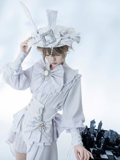 This price includes a hat only, others are not included. White Rabbit Outfit Ideas, White Rabbit Outfit, Aristocrat Fashion, White Rabbit Cosplay, Ouji Style, White Rabbit Costume, Vampire Character, White Rabbit Costumes, Ouji Fashion