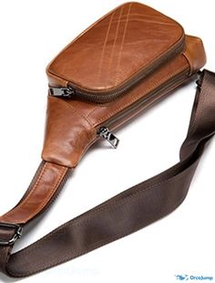 OrcaJump - Mens Nappa Cowhide Leather Mobile Phone Shoulder Bag Crossbody Bag with Daily Zipper in Black, Brown, and Coffee Brown Chest Bag With Zipper For Daily Use, Brown Satchel Chest Bag With Zipper Closure, Brown Chest Shoulder Bag With Zipper Closure, Brown Leather Chest Bag With Zipper, Brown Leather Chest Bag With Zipper Closure, Outdoor Brown Chest Bag With Zipper, Outdoor Brown Chest Bag With Zipper Closure, Brown Rectangular Chest Bag With Zipper Closure, Brown Business Chest Bag With Zipper Pocket