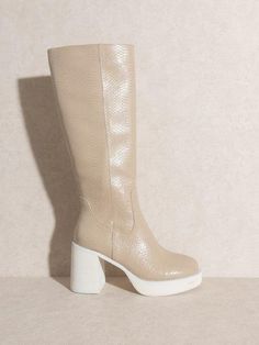 Follow Your Style Platform Knee-High Boots Platform Chunky Boots, Heel Care, Minimalist Retro, Zipper Heels, Wrap Heels, Shoe Boutique, Modern Outfits, Leather Wraps, Tall Boots