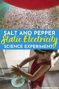 salt and pepper science experiment for kids with text overlay that reads salt and pepper static electricity science experiment