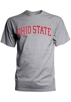 Show off your team pride in this Ohio State Buckeyes Grey Arch Short Sleeve T Shirt! This The Ohio State University Short Sleeve Tee features a screen printed Ohio State wordmark. Make sure everyone knows you root for the Buckeyes with this Grey The Ohio State University T Shirt. Go Buckeyes! Screen print team graphic on center chest, Relaxed fit, Unisex, 100% Cotton Jersey Casual Athletic Heather T-shirt With Letter Print, Casual Text Print T-shirt For Fan Gear, Casual Athletic Heather T-shirt For Game Day, Collegiate Style Athletic Heather T-shirt With Letter Print, Collegiate Letter Print T-shirt In Athletic Heather, Collegiate T-shirt With Text Print In Relaxed Fit, Collegiate Text Print T-shirt With Relaxed Fit, Collegiate Relaxed Fit Text Print T-shirt, Collegiate Style Relaxed Fit T-shirt With Text Print