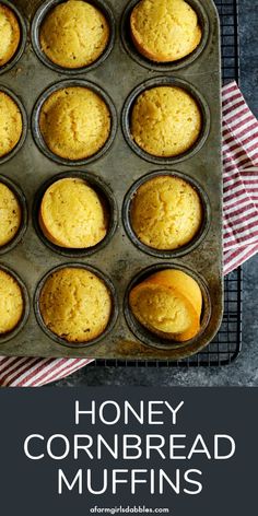 honey cornbread muffins in a muffin tin