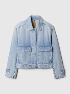 Denim Utility Shirt Jacket Utility Shirt, Oversized Denim Jacket, Classic Wardrobe, Gap Denim, Denim Jacket Women, The Gap, Recycled Cotton, Denim Fashion, Jacket Outfits