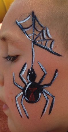 Simple Easy Face Painting, Simple Spider Face Paint, Halloween Face Paint Spider, Easy Halloween Face Paint Ideas, Easy Kids Halloween Face Paint, Spider Face Paint Easy, Halloween Face Paint Simple, Simple Halloween Face Painting For Kids, Boy Face Paint Ideas