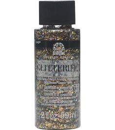 glitter bottle with black lid on white background