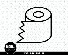 a black and white image of a roll of toilet paper with the word digital printed on it