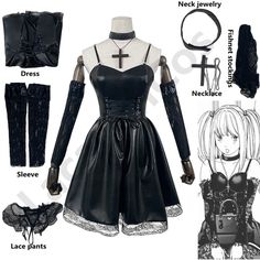 Misa Amane Cosplay, Misa Amane, Neck Jewelry, Outfit Halloween, Dress Neck, Halloween Wigs, Neck Jewellery, Thigh High Stockings, Cosplay Dress