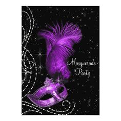 a purple masquerade mask with the words thank you