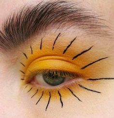 Yellow And White Makeup, Black And Yellow Makeup, Editorial Make-up, Halloweenský Makeup, Sun Energy, Editorial Vogue, Funky Makeup, 얼굴 드로잉, Red Dress Makeup