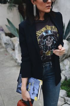 Stil Rock, Jeans High Heels, Chique Outfit, Pastel Outfit, Rock Outfits, Rocker Chic, Rock Chic, Looks Black, Tee Outfit