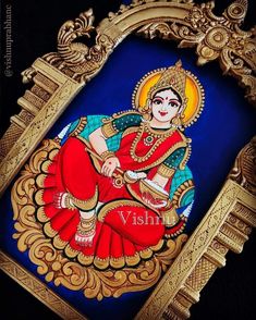 South Indian Paintings, Annapurna Devi, Deepam Kolam, Mysore Painting, Indian Traditional Paintings, Kerala Mural Painting, Tanjore Painting