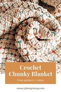 crochet chunk blanket with text overlay