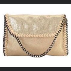 Crossbody Bag Chain Detail Tan/Cream Color With Sparkle Undertone Best Leather Wallet, Crossbody Bag Pattern, Retro Handbags, Suede Clutch, Clutch Pouch, Chain Crossbody Bag, Niche Design, Mini Shoulder Bag, Womens Crossbody Bag