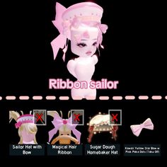 a cutecore ribbon sailor hat outfit combo i posted on my tiktok !! DOES INCLUDE UGC (last item) !! Hat Hacks Royale High, Hat Combos Royale High, Rh Hat Combos, Royale High Accessory Combos, Royal High Hat Combos, Royale High Cutecore, Cutecore Royale High, Royale High Hat Combos, Rh Outfit Combos