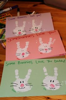 three easter cards with bunny faces on them and the words, cute easter crafts for kids - just point two of their fingers @ do it yourself