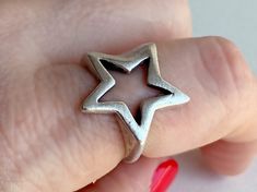 A star ring for star children :) . Unisex silver star ring, simple and modern. Contemporary sky themed jewelry for women and men. Silver plated zamak One size, adjustable Nickel and lead free Every item at Dharma Jewelry Studio will come with gift wrapping https://dharmajewelrystudio.etsy.com/listing/1375531594 Jewelry Care Brass and zamak products are gold or silver plated. Chemicals in sprays and beauty products may damage the plating. To keep your jewelry looking bright and new, avoid contact Masc Rings, Quirky Rings, Metal Rings Handmade, Silver Star Ring, Star Rings, Space Rings, Funky Rings, Astrology Jewelry, Celestial Ring