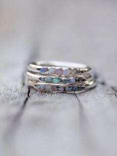 Fossil Opal Ring with Hidden Gems - Gardens of the Sun Jewelry #jewelry Rough Opal Ring, Fossil Ring, Smaragd Ring, Opal Ring, Silver Earring, October Birth Stone, Opal Rings