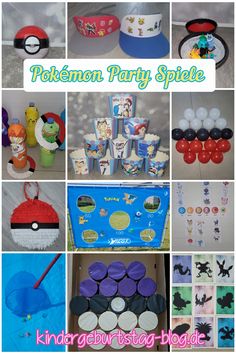 a collage of pokemon themed party supplies