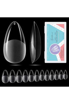 Gelike EC 552PCS Soft Gel Nail Tips Kit - 12 Sizes Clear Cover Full Nail Extensions - Medium Almond Pre-shaped Acrylic False Gelly Nail Tips for DIY Salon Gift Nail Extensions Gelly Nail, Short Almond Shaped Nails, Diy Salon, Salon Gifts, Soft Gel Nails, Medium Almond, Gel Glue, Gel Nail Extensions, Gel Nail Tips