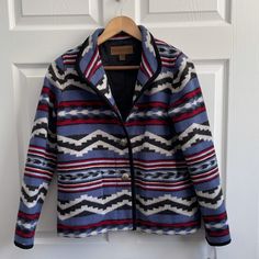 Excellent Condition Nwt! Extra Button Front Pockets Trim Is Leather Virgin Wool Can Fit A Small Measurements: Pit To Pit 19.5” Overall Length 25” Pendleton Clothing, Neutral Jacket, Pendleton Jacket, Pendleton Wool, Blazer Set, Rayon Pants, Levi Jeans 501, Distressed Black Jeans, Wool Blazer