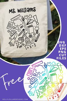 a tote bag with the words ms williams on it and a free coloring file