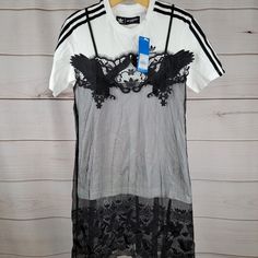 Adidas Bangkok Xs Lace Embroidered Birds Eagle Floral T-Shirt Dress #B57 White Casual Adidas Dress, Adidas Cotton Summer Dress, Adidas Black Summer Dresses, Fitted Adidas T-shirt For Spring, Adidas Cotton Dress For Summer, Adidas White Dress For Spring, Summer Cotton Adidas Dress, White Adidas Dress For Spring, Summer Cotton Dress By Adidas