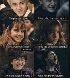 harry potter and hermione's faces in harry potters movies, with the caption that reads