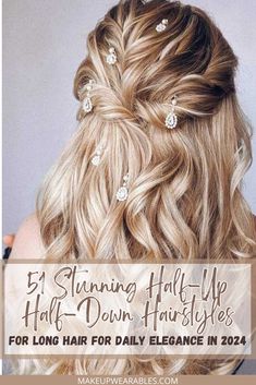 Timeless Half-Up, Half-Down Hairstyles for Long Hair Rustic Wedding Theme, Gorgeous Braids, Long Box Braids, Hairstyles For Girls, Bridal Hair Clip, Effortless Hairstyles, Hairstyles For Long Hair, Wedding Hairstyles For Long Hair