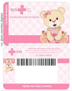 a pink ticket with a teddy bear sitting on it's back and the word sus written in spanish