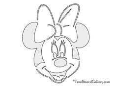 the face of mickey mouse with a big bow on it's head and eyes