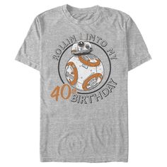 Star Wars Mens - BB-8 Rollin Into My 40th Birthday T Shirt Resistance Pilot, Star Wars Resistance, 40th Birthday Men, My 40th Birthday, Classic Star Wars, Poe Dameron, Star Wars Men, Bb 8, Star Wars Birthday