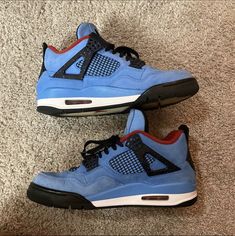 Size 9.5 - Jordan 4 Retro x Travis Scott Mid Cactus Jack. Only worn once. Casual Air Jordan 4 With Rubber Sole, Air Jordan 4 Leather Sneakers With Round Toe, Casual Air Jordan 4 With Red Sole, Blue Leather Air Jordan 4 With Round Toe, Cactus Jack, Jordan 4 Retro, Travis Scott, Cactus, Jordan