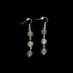 Silver Color Finish Dangle Earrings. Handmade By Stac Fashion Flourite Stone, Silver Bead Earrings, Sterling Silver Heart Earrings, Beads Craft Jewelry, Stick Earrings, Silver Heart Earrings, Prom Earrings, Stone Dangle Earrings, Teardrop Dangle Earrings