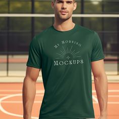 a man standing on a tennis court wearing a t - shirt that says my morning mocks