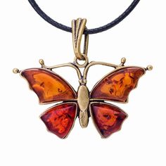 Talisman Necklace, Amulet Necklace, Amber Pendant, Butterfly Pendant Necklace, Amber Bracelet