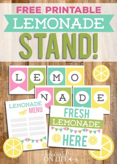 free printable lemonade stand sign and recipe cards