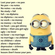 a despicable minion is shown with the words