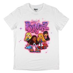 Embrace the nostalgia of the early 2000s with this stylish Bratz doll T-shirt, perfect for adults who grew up with the iconic fashion dolls. This T-shirt features a vibrant graphic of the original Bratz dolls—Yasmin, Cloe, Jade, and Sasha—styled with a retro 90's look and a graffiti-inspired design. Made from a comfortable blend of 60% cotton and 40% polyester, this shirt offers a soft and breathable fit, ideal for all-day wear. Whether you're heading to a throwback party, a casual outing, or wa Bratz Dolls Yasmin, Original Bratz Dolls, Bratz Shirt, 2000 Clothes, Cutesy Outfit, Throwback Party, 90s Looks, Iconic Fashion, Bratz Doll