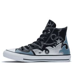 Casual Black Sneakers With Star Print, Star Space, Prom Dress Inspo, Space Cowgirl, Blue Converse, Black Trainers, Space Stars, Dress Inspo, Converse Chuck Taylor All Star