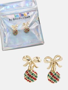 Make your mini's holiday extra merry with the Christmas Ornament Kids' Clip-On Earrings. This pair features gorgeous red and green Christmas ornaments that will make the most adorable accessories to outfit your little one in.Please note: intended for children 3+ Green Christmas Ornaments, Red And Green Christmas, Kids Christmas Ornaments, Kids Ornaments, Earrings Christmas, Green Christmas, The Christmas, Clip On, Clip On Earrings