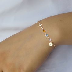 Birthstone Cross Bracelet With Initial Christmas Gifts for Her Mom Sister Daughter, Confirmation Gift for Girl, Birthday Gifts, CR04BS - Etsy Confirmation Gifts For Teenage Girl, Elegant Personalized Name Bracelet As Gift For Mom, Elegant Name Bracelet With Birthstone For Personalized Gift, Elegant Birthstone Name Bracelet As Personalized Gift, Personalized Delicate Name Bracelet As A Gift, Elegant Personalized Name Bracelet With Birthstone, Delicate Personalized Name Bracelet As A Gift, Delicate Personalized Name Bracelet As Gift, Delicate Personalized Name Bracelet For Gift