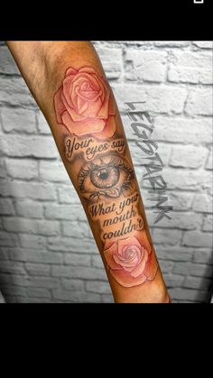 a person with a rose tattoo on their arm and the words you've got say what